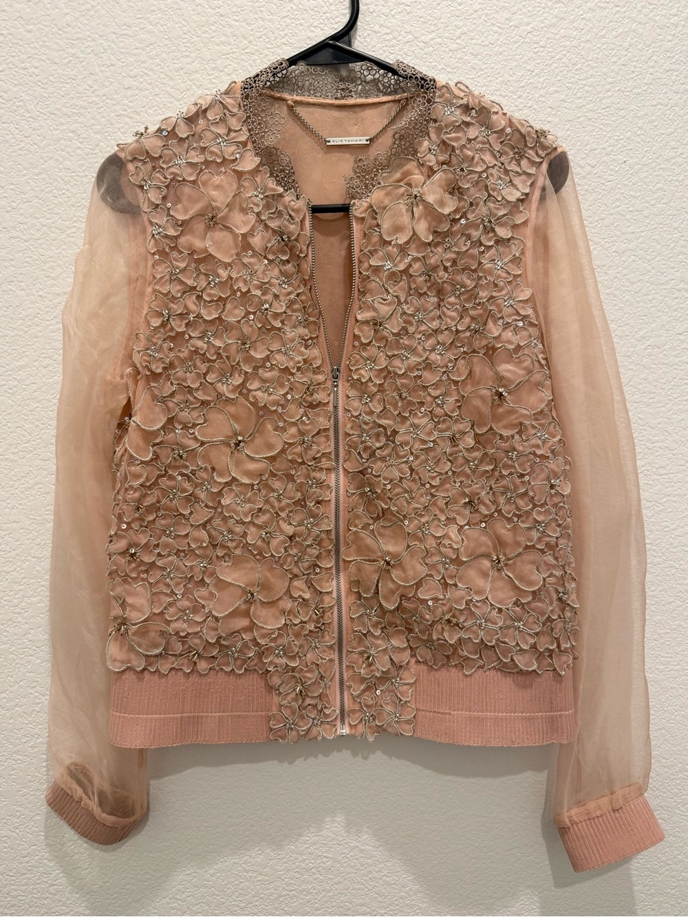 Elie Tahari Silk Floral Bomber Jacket